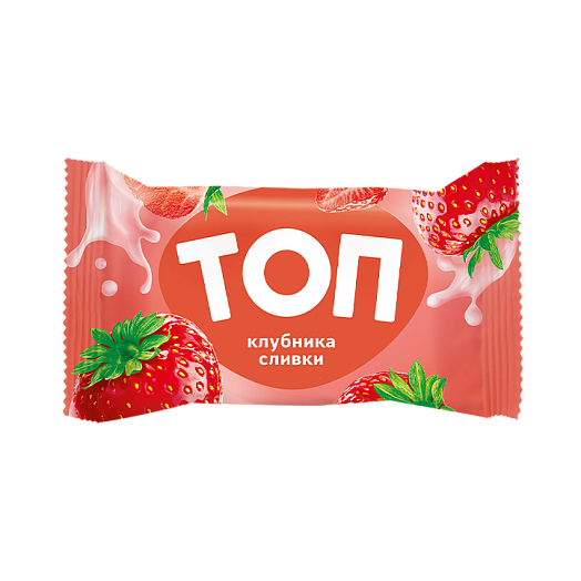 Frozen dessert with vanilla cream flavor and strawberry filling in a waffle cup "TOP STRAWBERRY CREAM", 1/70