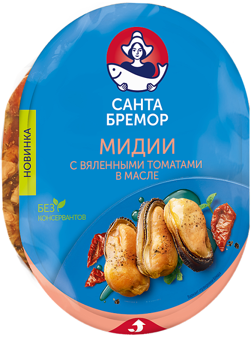 Mussels with dried tomatoes in oil