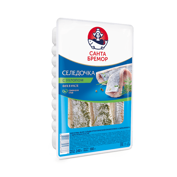 Herring fillets "Santa Bremor" with dill, in oil 240 g