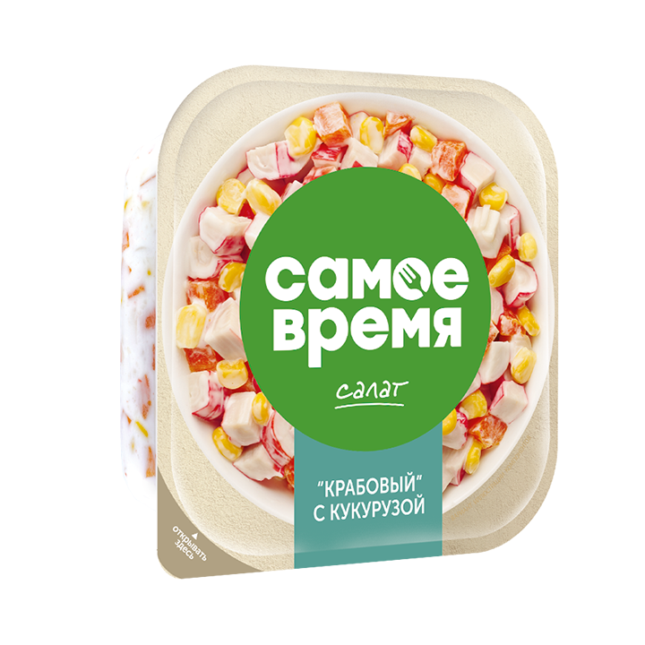 Salad with crab meat imitation and corn
