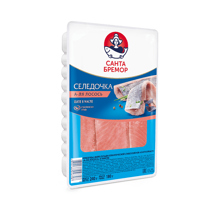Herring fillets "Santa Bremor" "A-la salmon" in oil 240 g