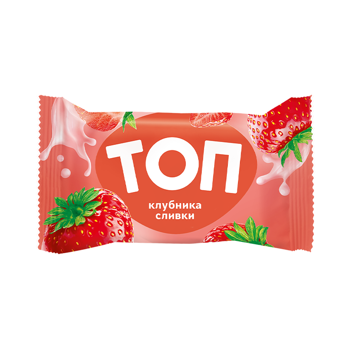 Frozen dessert with vanilla cream flavor and strawberry filling in a waffle cup "TOP STRAWBERRY CREAM", 1/70