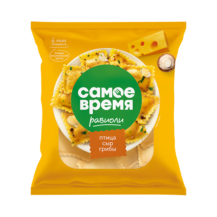 Ravioli "Samoe vremya" filled with chicken fillet, cheese and mushrooms 360 g