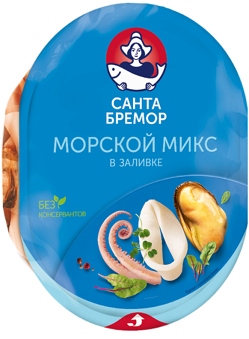 Seafood cocktail "Morskoi miks" in brine