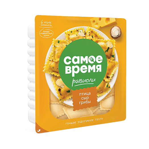 Ravioli "Samoe vremya" filled with chicken fillet, cheese and mushrooms 360 g