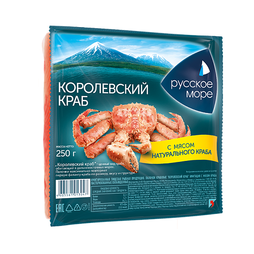 Crab sticks "King crab" imitation with crab meat pasteurized chilled 250g